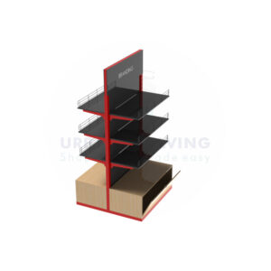 Supermarket display rack with storage